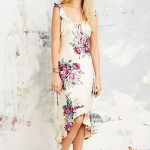 Vintage Floral Champagne Maxi Dress